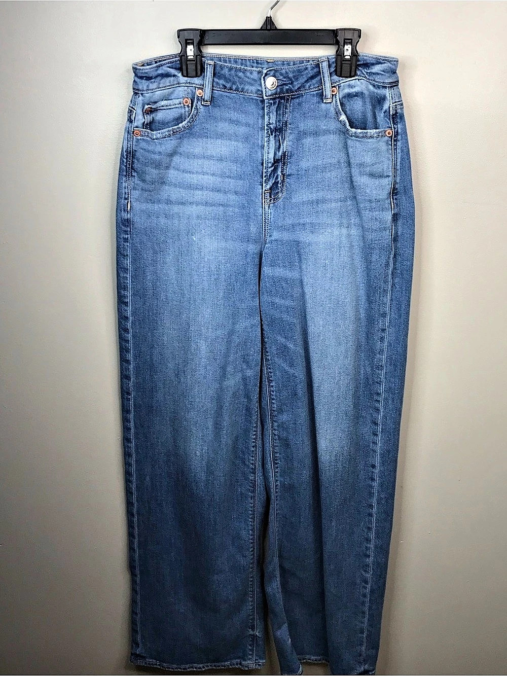 American Eagle Super High-Rise Baggy Wide Leg Jeans Sz 4 Long